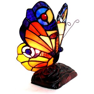 Pemberly Row 6 Tiffany-style 1 Light Butterfly Accent Table Lamp 9&quot Tall