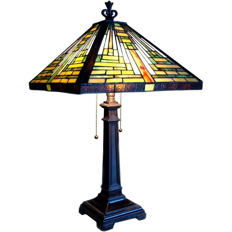 Pemberly Row Tiffany-style 2 Light Mission Table Lamp 14