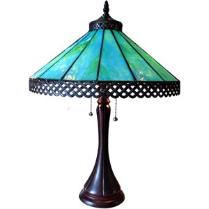 Pemberly Row Modern Tiffany-style 2 Light Table Lamp 16&quot Shade