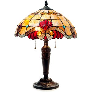 Pemberly Row Modern Tiffany-style 2 Light Table Lamp 14.5&quot Shade