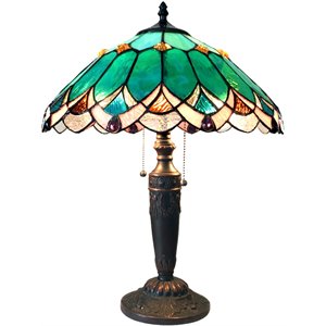 Pemberly Row Modern Tiffany-style 2 Light Table Lamp 16&quot Shade
