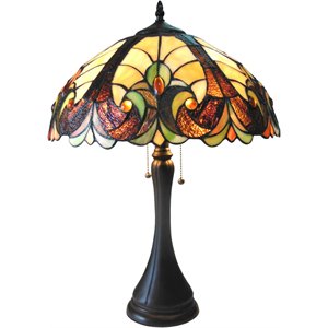 Pemberly Row Modern Tiffany-style 2 Light Table Lamp 16&quot Shade
