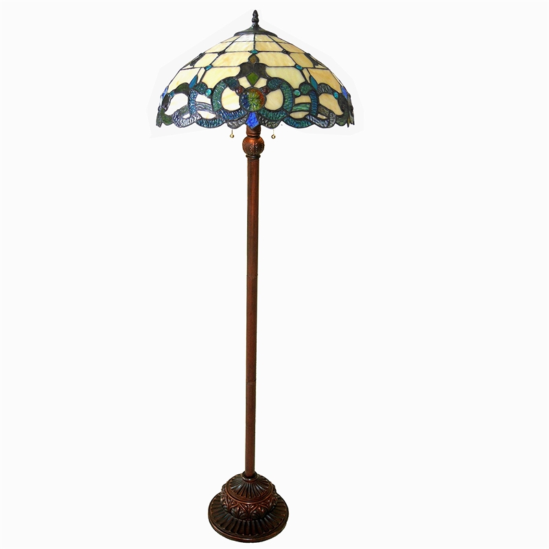 Pemberly Row Modern Tiffany-style 2 Light Floor Lamp 18