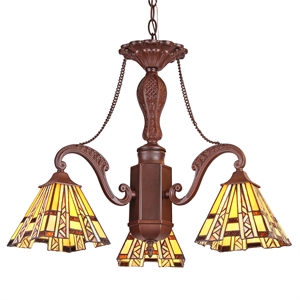 Pemberly Row Tiffany-style Mission 3 Light Mini Chandelier 22&quot Wide