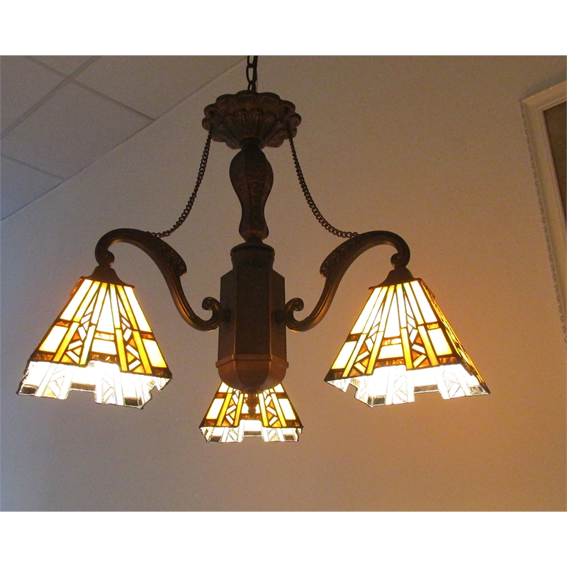 Pemberly Row Tiffany-style Mission 3 Light Mini Chandelier 22