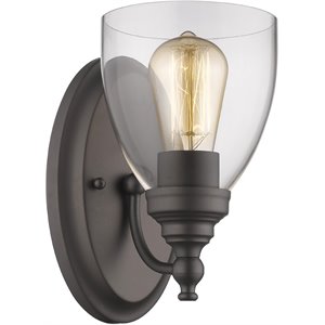 Pemberly Row Transitional 1 Light Rubbed Bronze Indoor Wall Sconce 6&quot Wide
