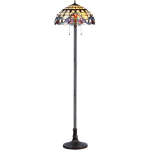 Pemberly Row Modern Tiffany-style 2 Light Floor Lamp 18&quot Shade