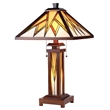 Pemberly Row Tiffany Mission 3 Light Double Lit Wooden Table Lamp 15