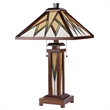 Pemberly Row Tiffany Mission 3 Light Double Lit Wooden Table Lamp 15