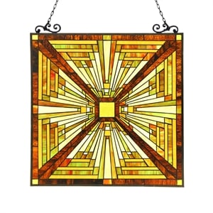 Pemberly Row Modern Tiffany-glass Mission Window Panel 24.5x26