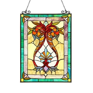 Pemberly Row Contemporary Tiffany-glass Window Panel 17.5x25