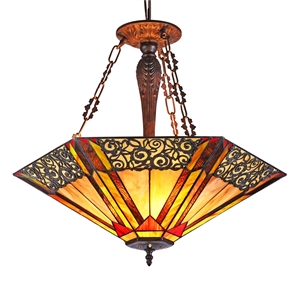 Pemberly Row Tiffany-style 3 light Ceiling Pendant 24&quot Shade