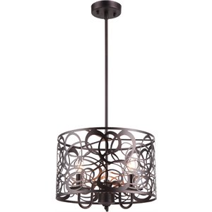 Pemberly Row Farmhouse 3 Lights Rubbed Bronze Ceiling Pendant 14&quot Wide