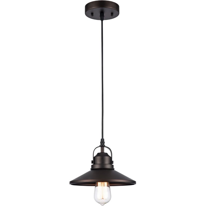 Pemberly Row Industrial 1 Light Rubbed Bronze Ceiling Mini Pendant 9