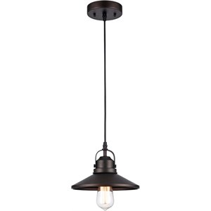 Pemberly Row Industrial 1 Light Rubbed Bronze Ceiling Mini Pendant 9&quot Shade