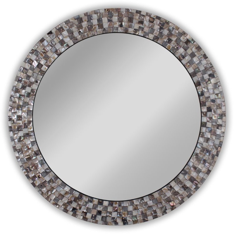 Pemberly Row Vertical Hanging Seashell Round Framed Wall Mirror 30