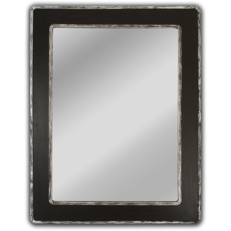 Pemberly Row Hanging Wood and Iron Silver/Black Wall Mirror 35