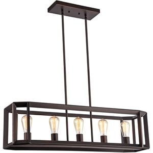 pemberly row industrial-style 5 light rubbed bronze island pendant 34