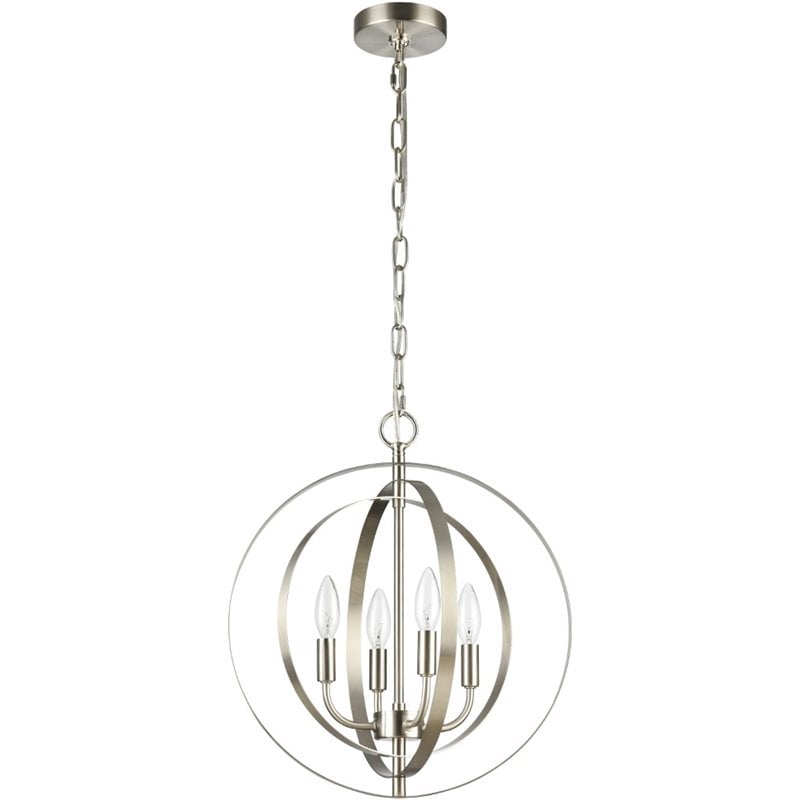 Pemberly Row Industrial-style 4 Light Brushed Nickel Ceiling Pendant 16