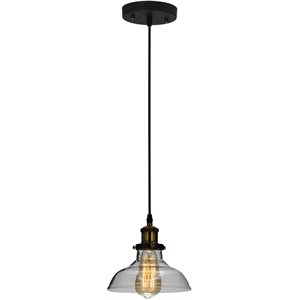 Pemberly Row Industrial 1 Light Oil Rubbed Bronze Ceiling Pendant 8&quot Wide