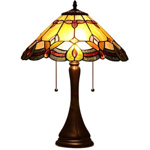 Pemberly Row Modern Tiffany-style 2 Light Table Lamp 16&quot Shade