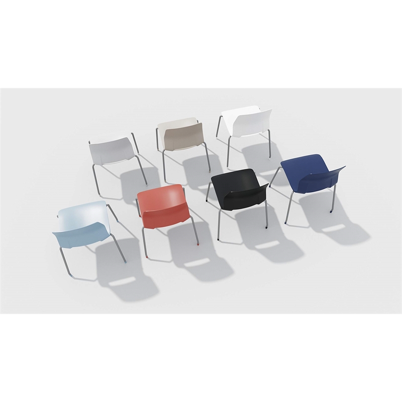 Pemberly Row Modern Plastic Armless Stackable Chair in Moonbeam