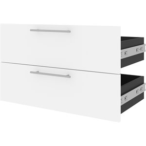 Pemberly Row 30&quot 2 Drawer Set for Shelving Unit in White and Walnut Gray
