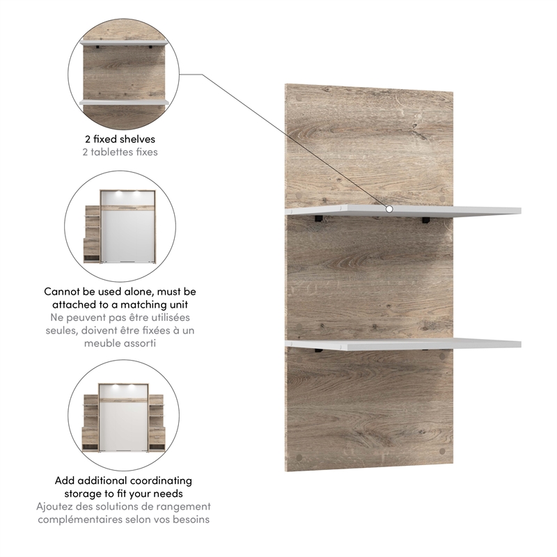 Pemberly Row 20W Floating Shelves in Rustic Brown and White - Engineered Wood