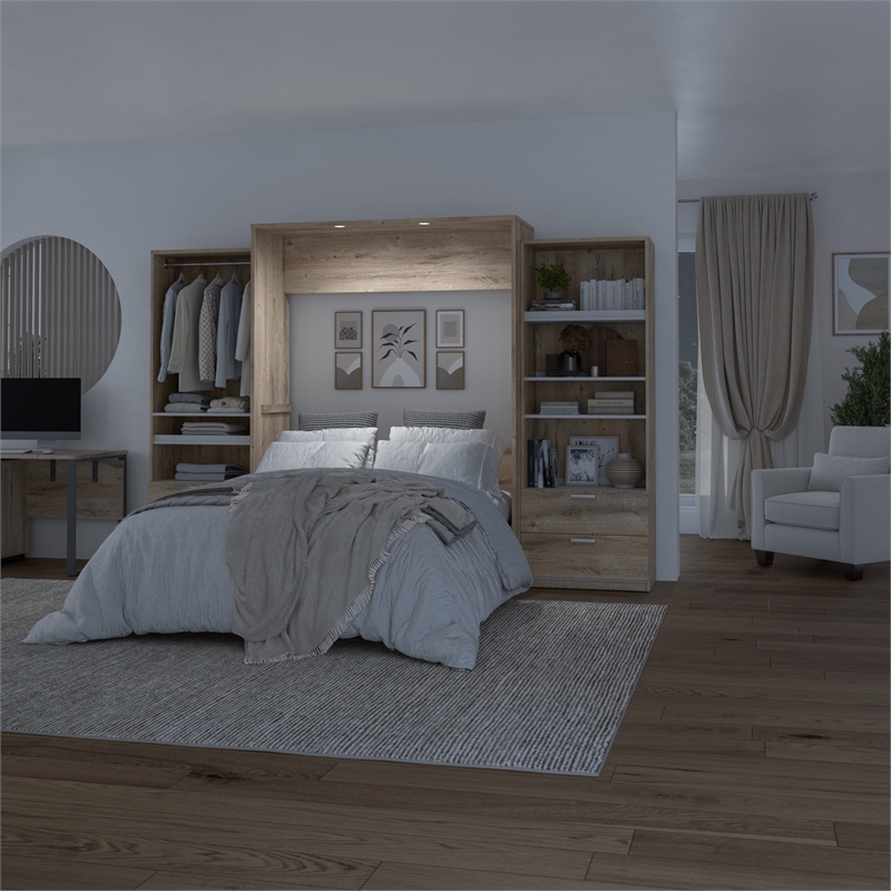 Pemberly Row 20W Floating Shelves in Rustic Brown and White - Engineered Wood