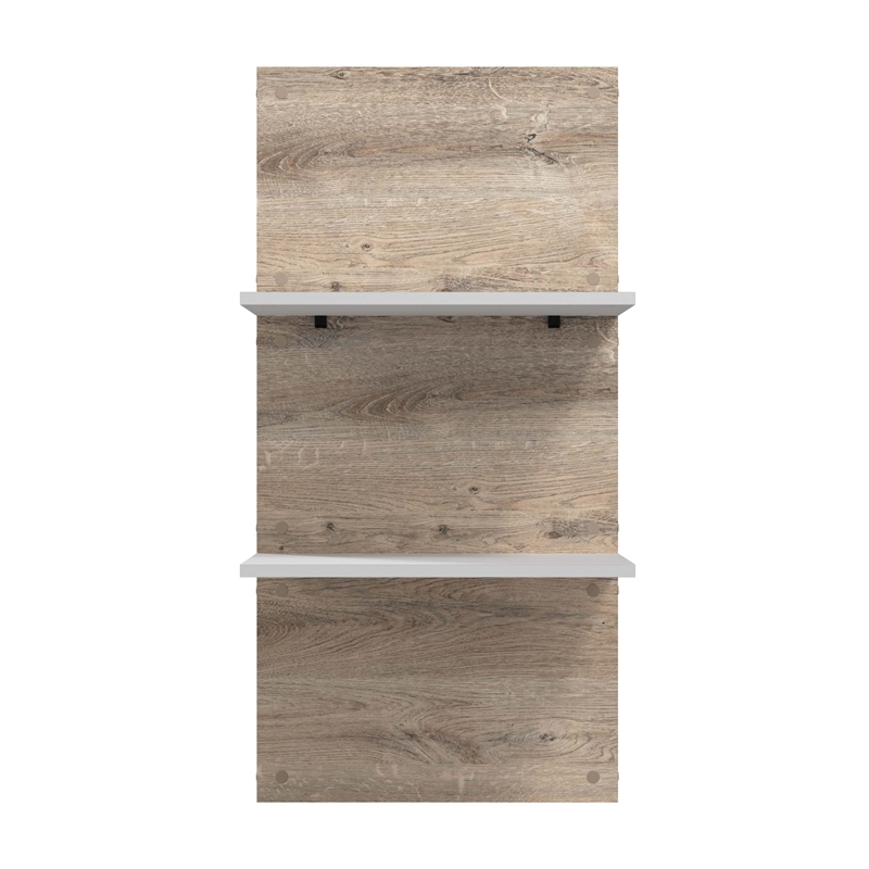 Pemberly Row 20W Floating Shelves in Rustic Brown and White - Engineered Wood