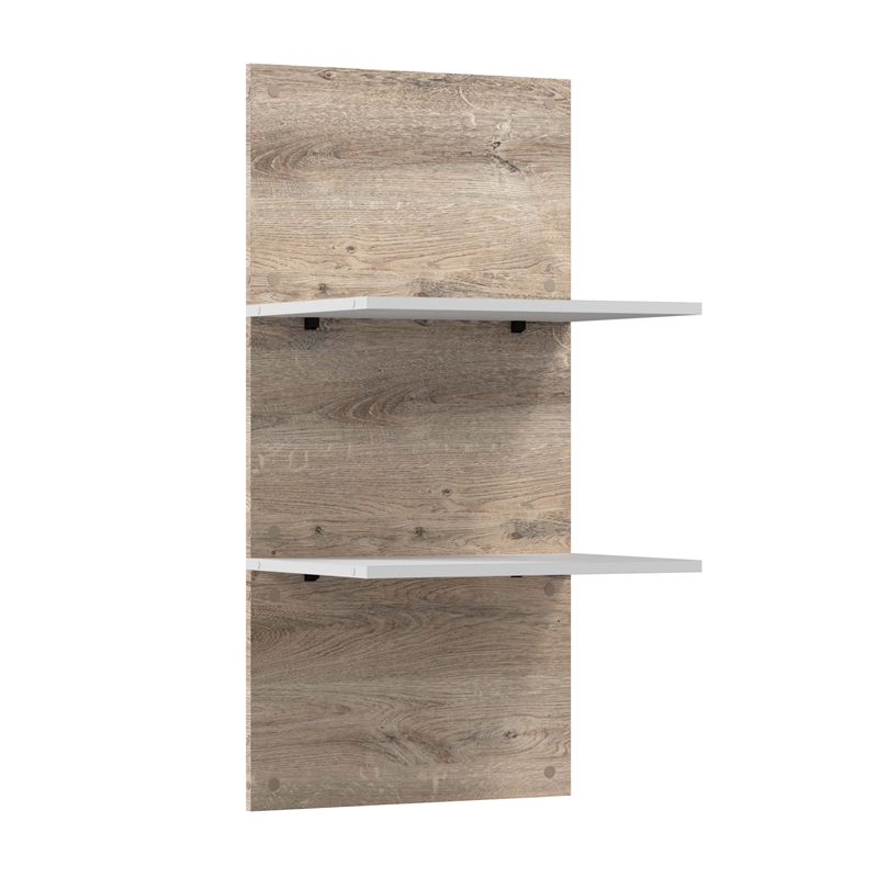 Pemberly Row 20W Floating Shelves in Rustic Brown and White - Engineered Wood