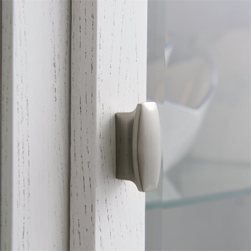 Pemberly Row Modern Entryway Wood Curio Cabinet in Weathered White