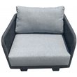 Pemberly Row Aluminum Club Chair with Dark Gray Rope in Silver Cushion