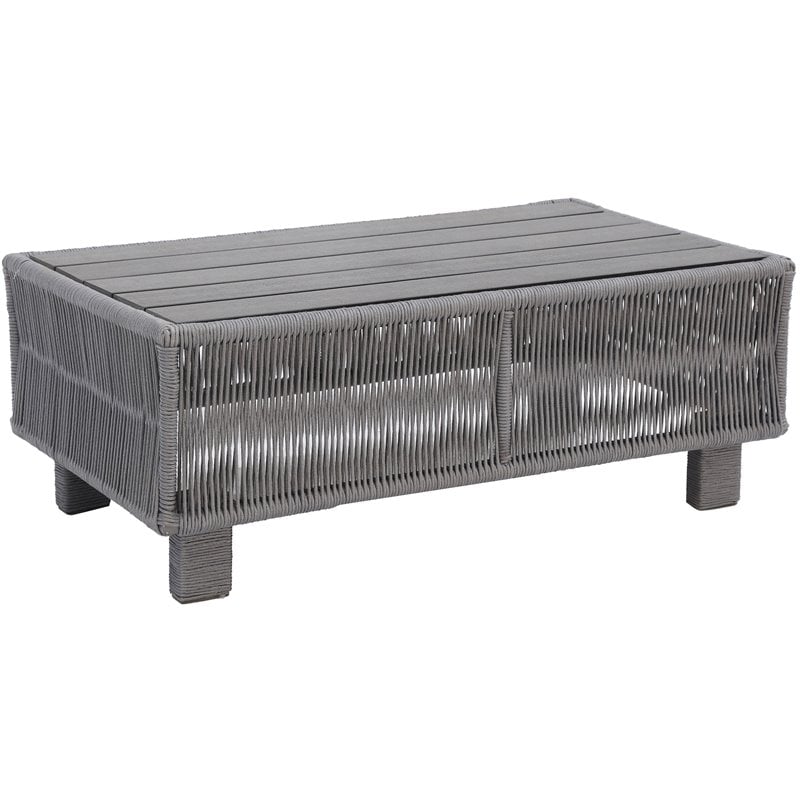 Pemberly Row Modern Aluminum Frame Coffee Table in Dark Gray