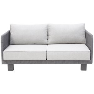 Pemberly Row Aluminum Loveseat with Dark Gray Rope in Silver Cushion