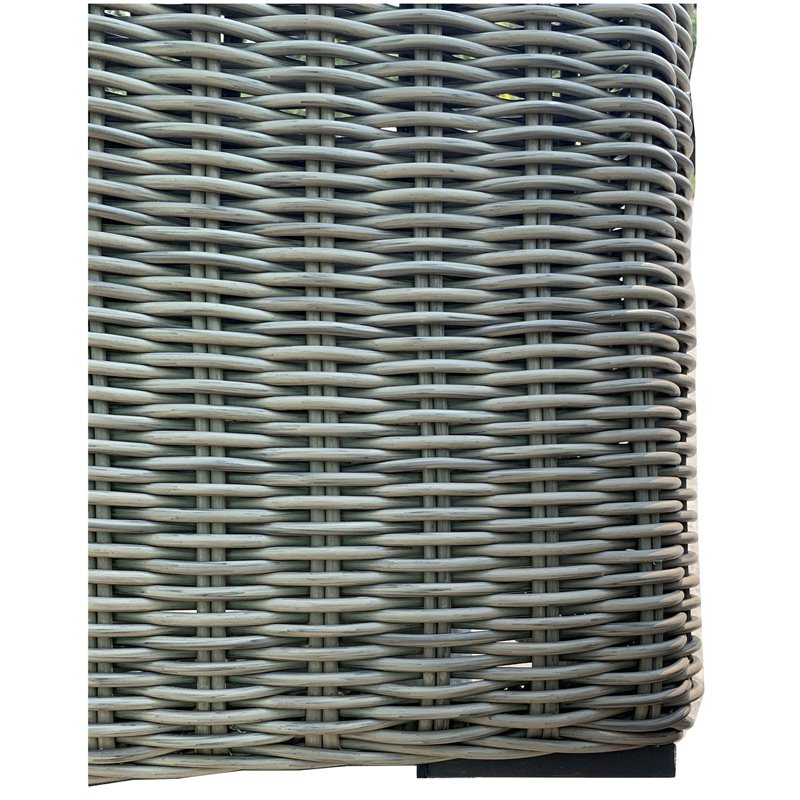 Pemberly Row Two-Tone Dark Beige Aluminum Frame Arm Chair in Silver Cushions