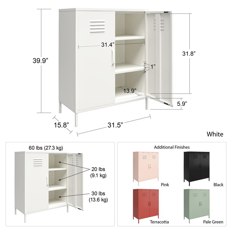 Pemberly Row 2 Door Metal Locker Storage Cabinet in Terracotta
