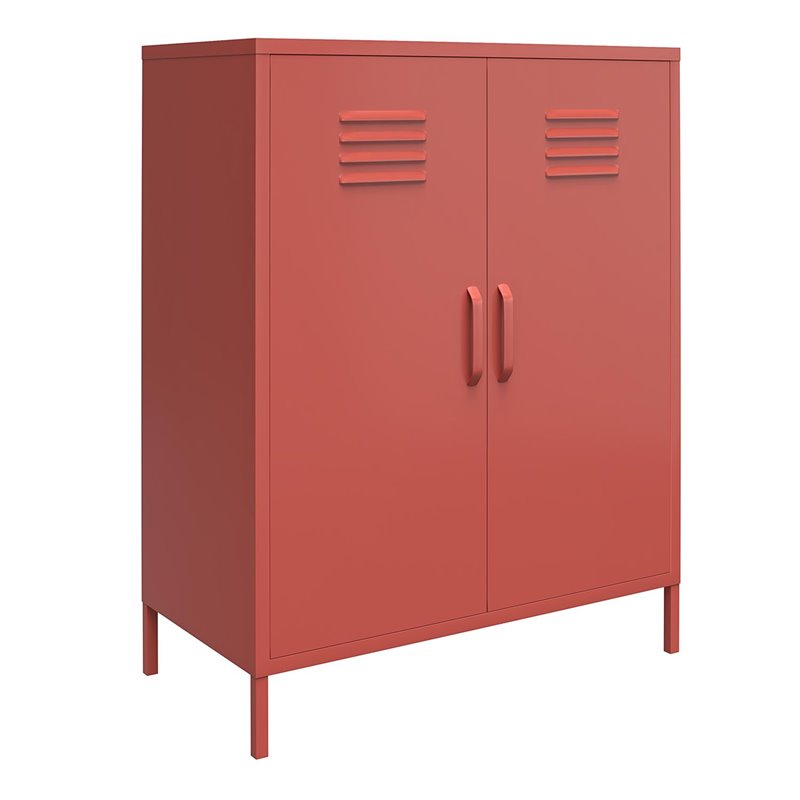 Pemberly Row 2 Door Metal Locker Storage Cabinet in Terracotta
