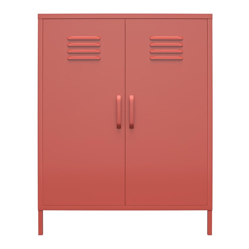 Pemberly Row 2 Door Metal Locker Storage Cabinet in Terracotta