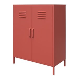 Pemberly Row 2 Door Metal Locker Storage Cabinet in Terracotta