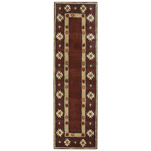Pemberly Row 2'6&quot x 10' Tribal Burgundy/Tan/Rust/Navy/Sage Hand-Tufted Rug