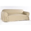 Pemberly Row Cotton Twill One Piece Loveseat Slipcover in Tan