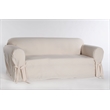 Pemberly Row Cotton Twill One Piece Loveseat Slipcover in Natural