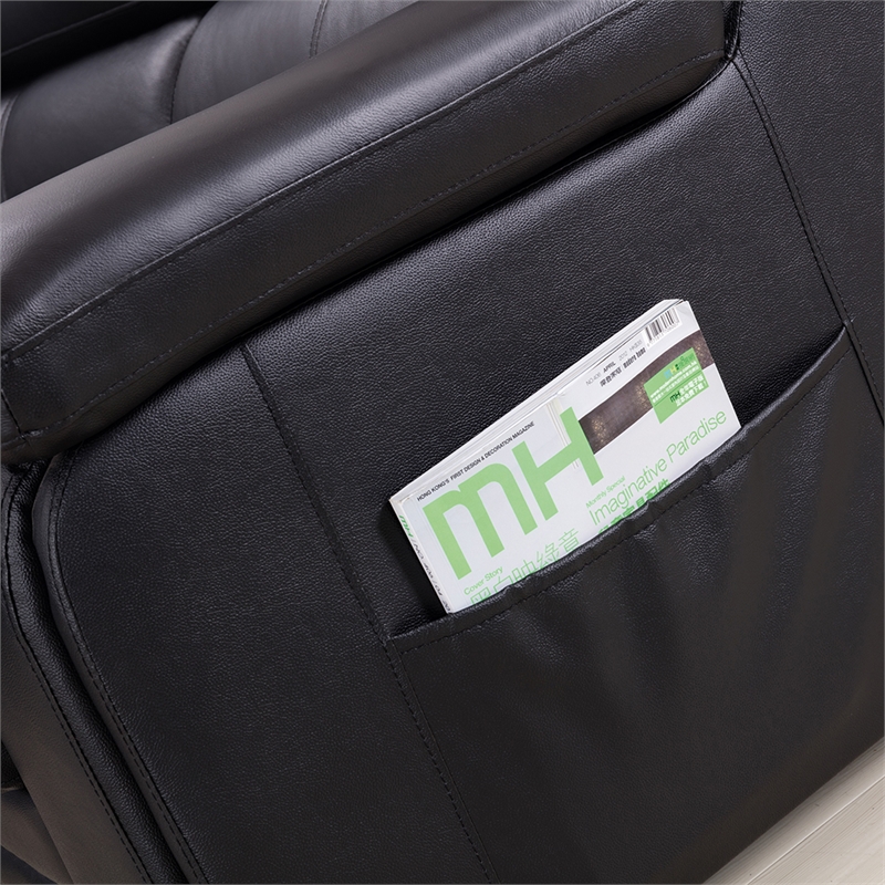 Pemberly Row Black Color With Genuine Leather Sectional - Right Facing Chaise