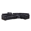 Pemberly Row Black Color With Genuine Leather Sectional - Right Facing Chaise