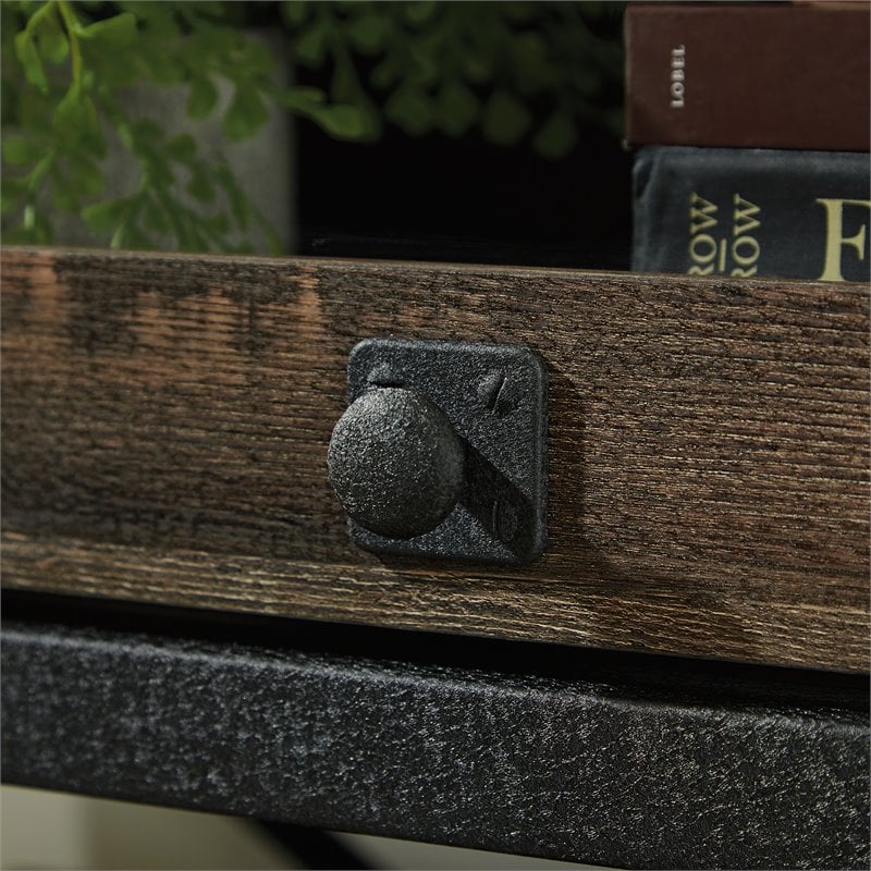 Pemberly Row Engineered Wood Large Hutch in Carbon Oak Finish