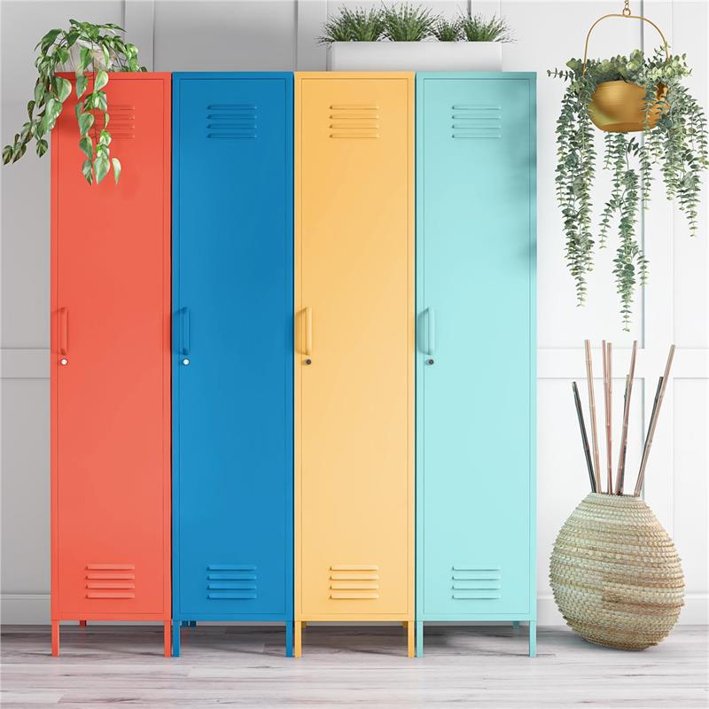 Pemberly Row Modern Single Metal Locker Storage Cabinet in Orange