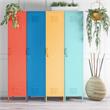 Pemberly Row Modern Single Metal Locker Storage Cabinet in Orange