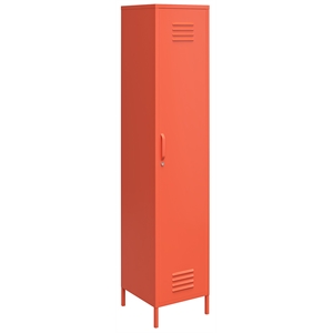 Pemberly Row Modern Single Metal Locker Storage Cabinet in Orange