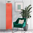Pemberly Row Modern Single Metal Locker Storage Cabinet in Orange